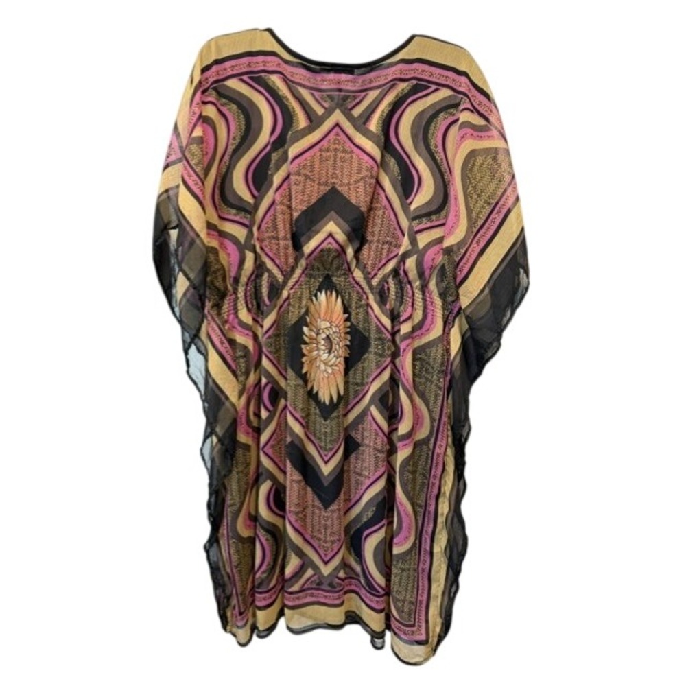 Speed Control NY Womens Kaftan Dress Psychedelic Geometric Sunflower Boho EUC 3X - Picture 2 of 8